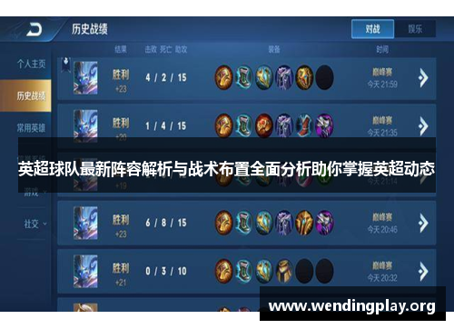 英超球队最新阵容解析与战术布置全面分析助你掌握英超动态