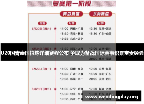 U20国青泰国拉练详细赛程公布 争取为备战国际赛事积累宝贵经验