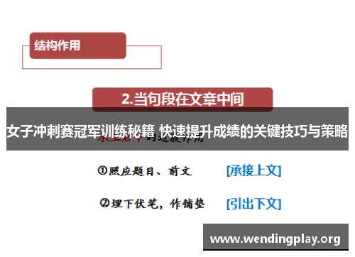 女子冲刺赛冠军训练秘籍 快速提升成绩的关键技巧与策略